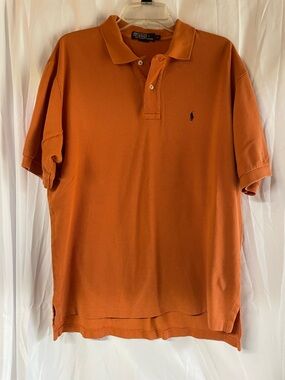 Ralph Lauren Orange Polo with Navy Pony Embroidery